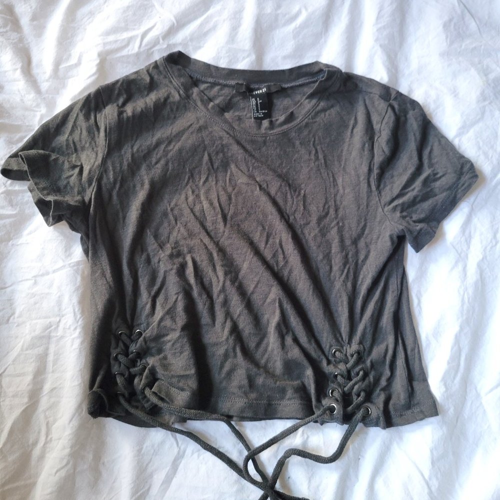 Forever 21 Small Charcoal Crop Top